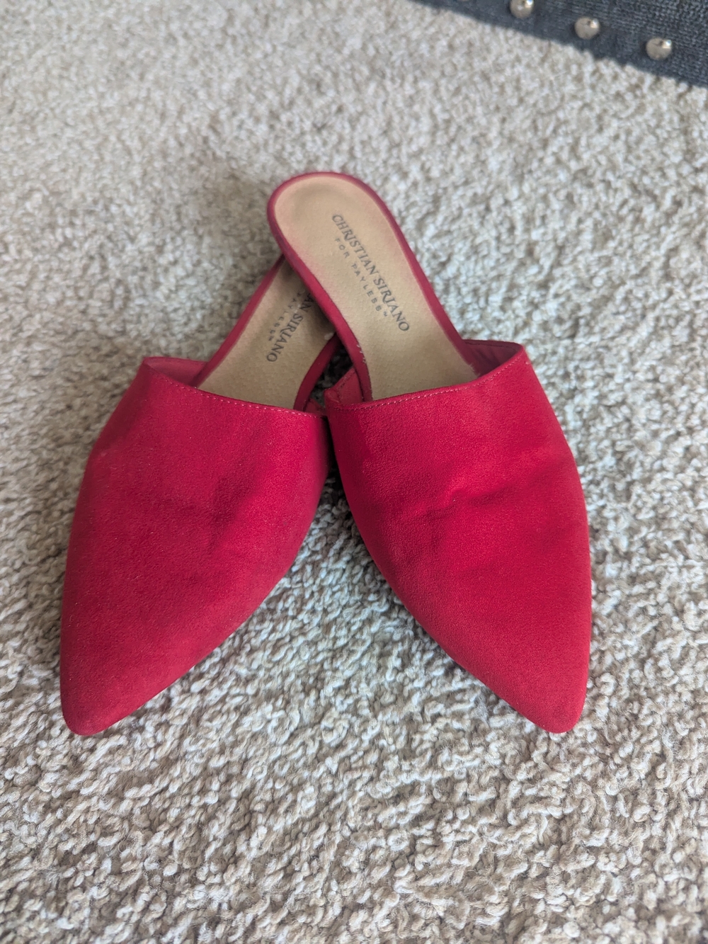 Christian Siriano for Payless Red Faux Suede Pointed Toe Mule Slides Size6